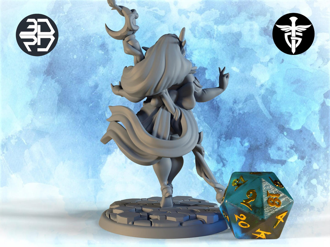 Female Elf Wizard Miniature | Twin Goddess Miniatures | Tabletop RPG Miniature | Roleplaying 3D Printed Fantasy Mini - 3DPrintDen