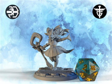 Female Kobold Wizard Miniature | Twin Goddess Miniatures | Tabletop RPG Miniature | Roleplaying 3D Printed Fantasy Mini - 3DPrintDen