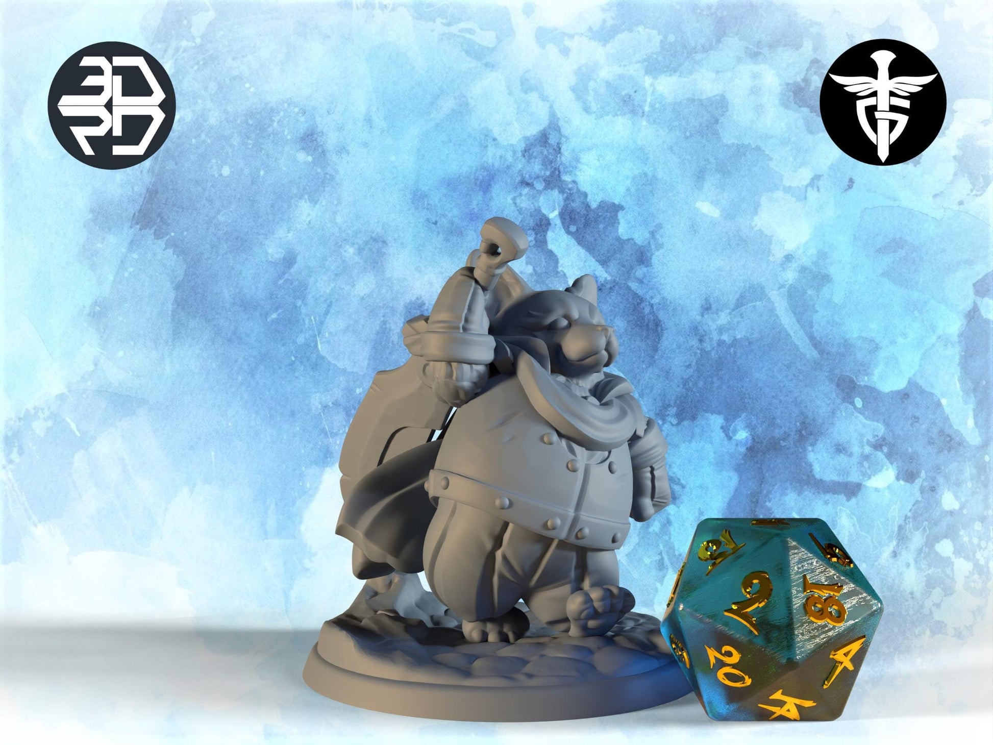 Animal Knight Miniature | Twin Goddess Miniatures | Tabletop RPG Miniature | Roleplaying 3D Printed Fantasy Mini - 3DPrintDen