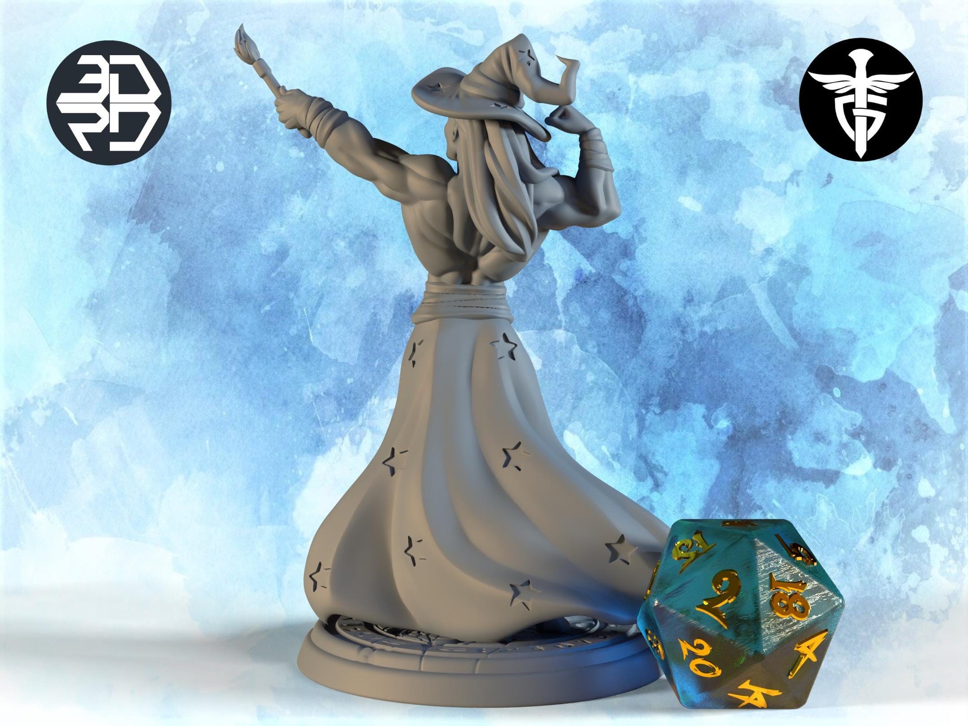 Buff Wizard Miniature | Twin Goddess Miniatures | Tabletop RPG Miniature | Roleplaying 3D Printed Fantasy Mini - 3DPrintDen