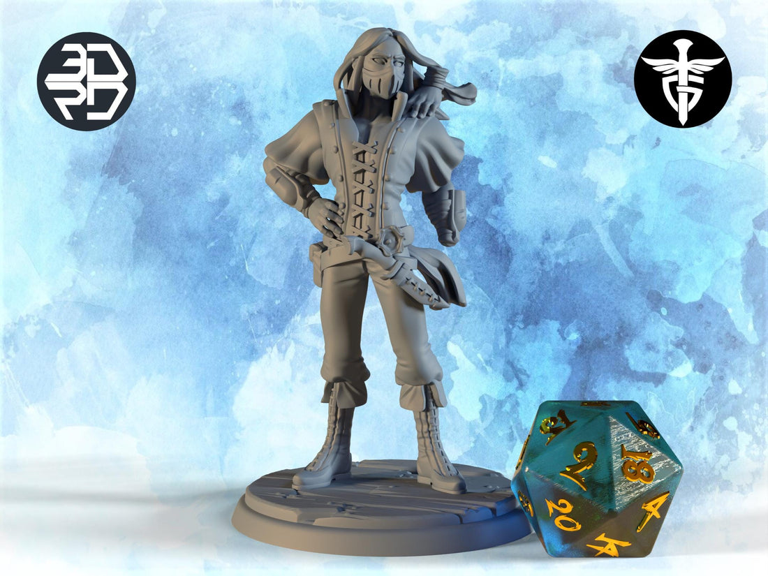 Space Pirate Miniature, Grimzod | Twin Goddess Miniatures | Tabletop RPG Miniature | Roleplaying 3D Printed Fantasy Mini - 3DPrintDen