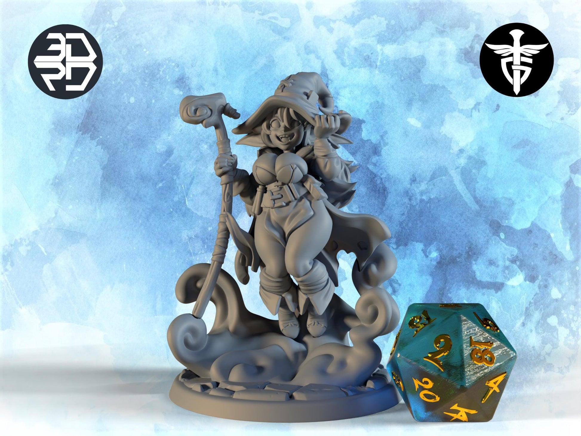 Female Goblin Wizard Miniature | Twin Goddess Miniatures | Tabletop RPG Miniature | Roleplaying 3D Printed Fantasy Mini - 3DPrintDen