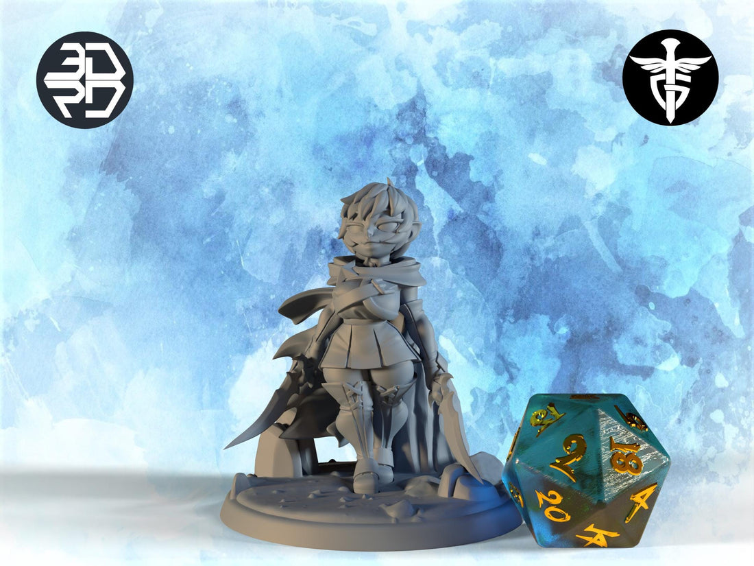 Female Halfling Rogue Miniature, Rinny | Twin Goddess Miniatures | Tabletop RPG Miniature | Roleplaying 3D Printed Fantasy Mini - 3DPrintDen