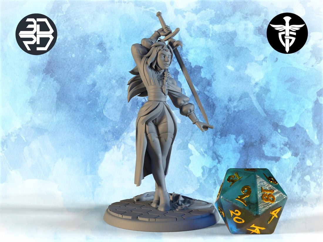 Desert Duelist Miniature, Iibra | Twin Goddess Miniatures | Tabletop RPG Miniature | Roleplaying 3D Printed Fantasy Mini - 3DPrintDen