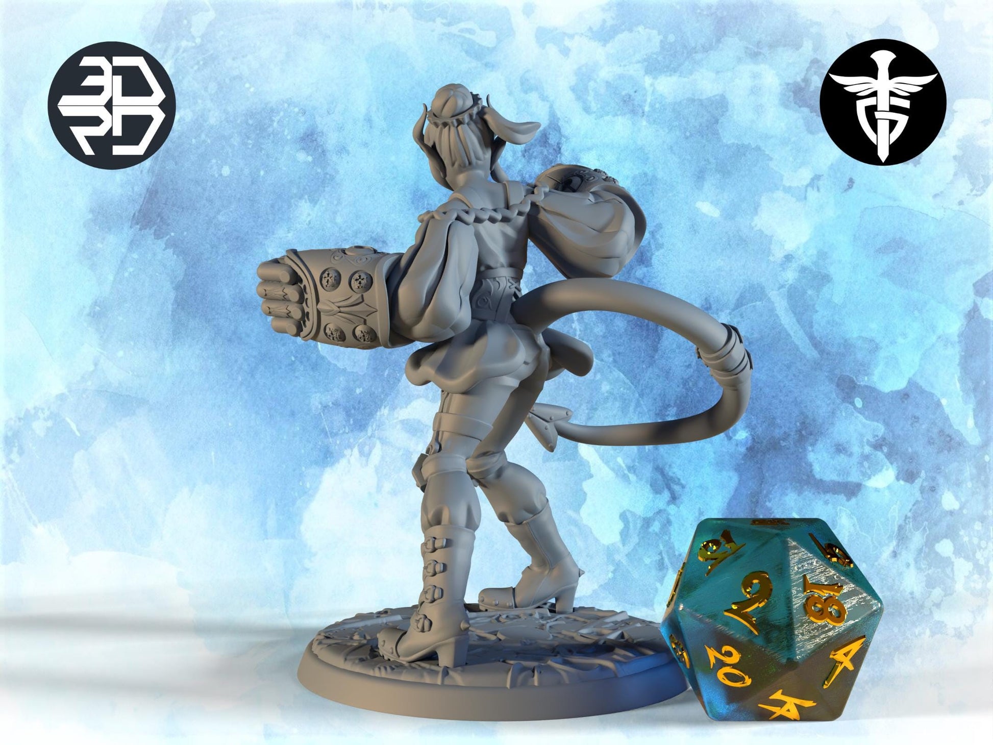 Female Tiefling Artificer Miniature | Twin Goddess Miniatures | Tabletop RPG Miniature | Roleplaying 3D Printed Fantasy Mini - 3DPrintDen