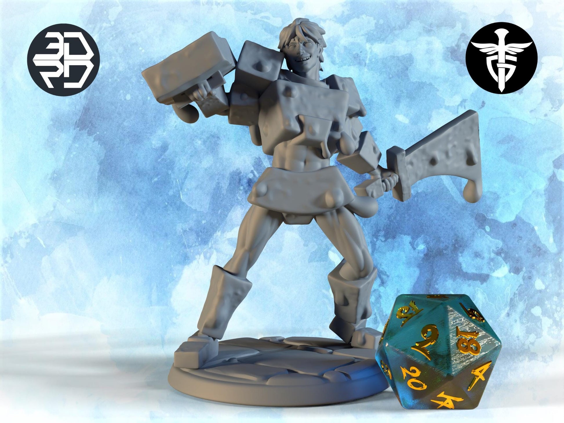 Gelatinous Cube Hunter Miniature | Twin Goddess Miniatures | Tabletop RPG Miniature | Roleplaying 3D Printed Fantasy Mini - 3DPrintDen