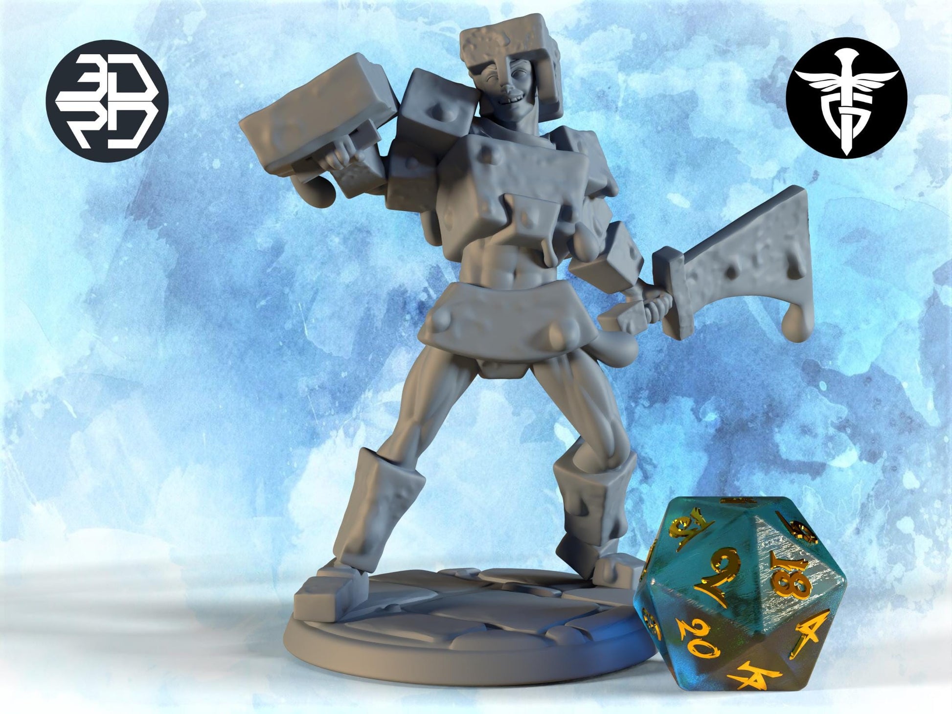Gelatinous Cube Hunter Miniature | Twin Goddess Miniatures | Tabletop RPG Miniature | Roleplaying 3D Printed Fantasy Mini - 3DPrintDen