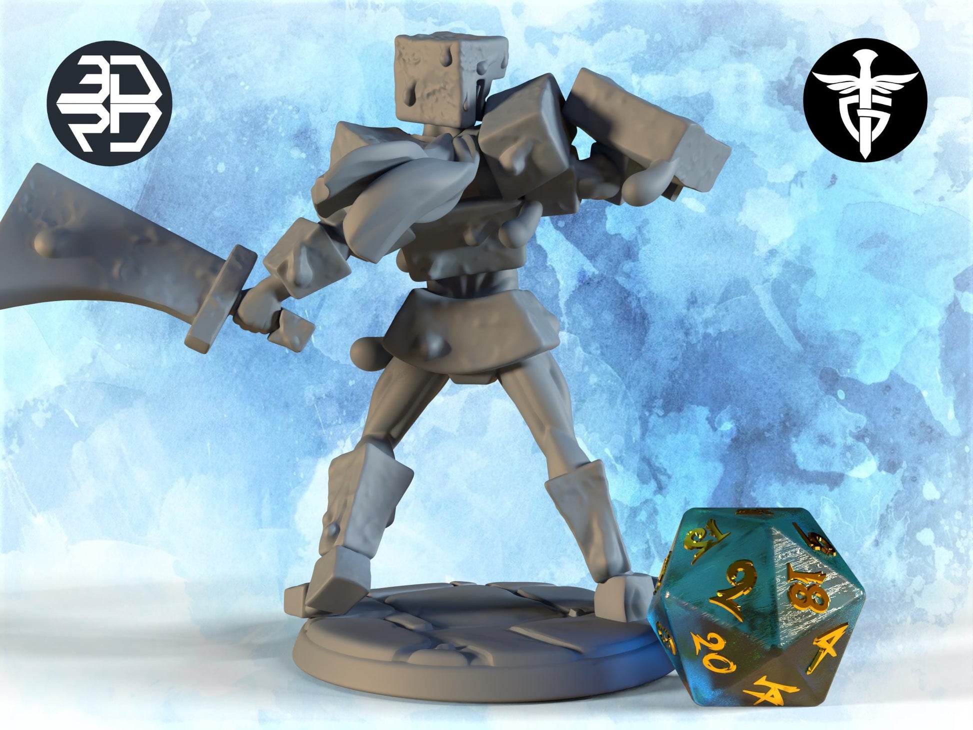 Gelatinous Cube Hunter Miniature | Twin Goddess Miniatures | Tabletop RPG Miniature | Roleplaying 3D Printed Fantasy Mini - 3DPrintDen