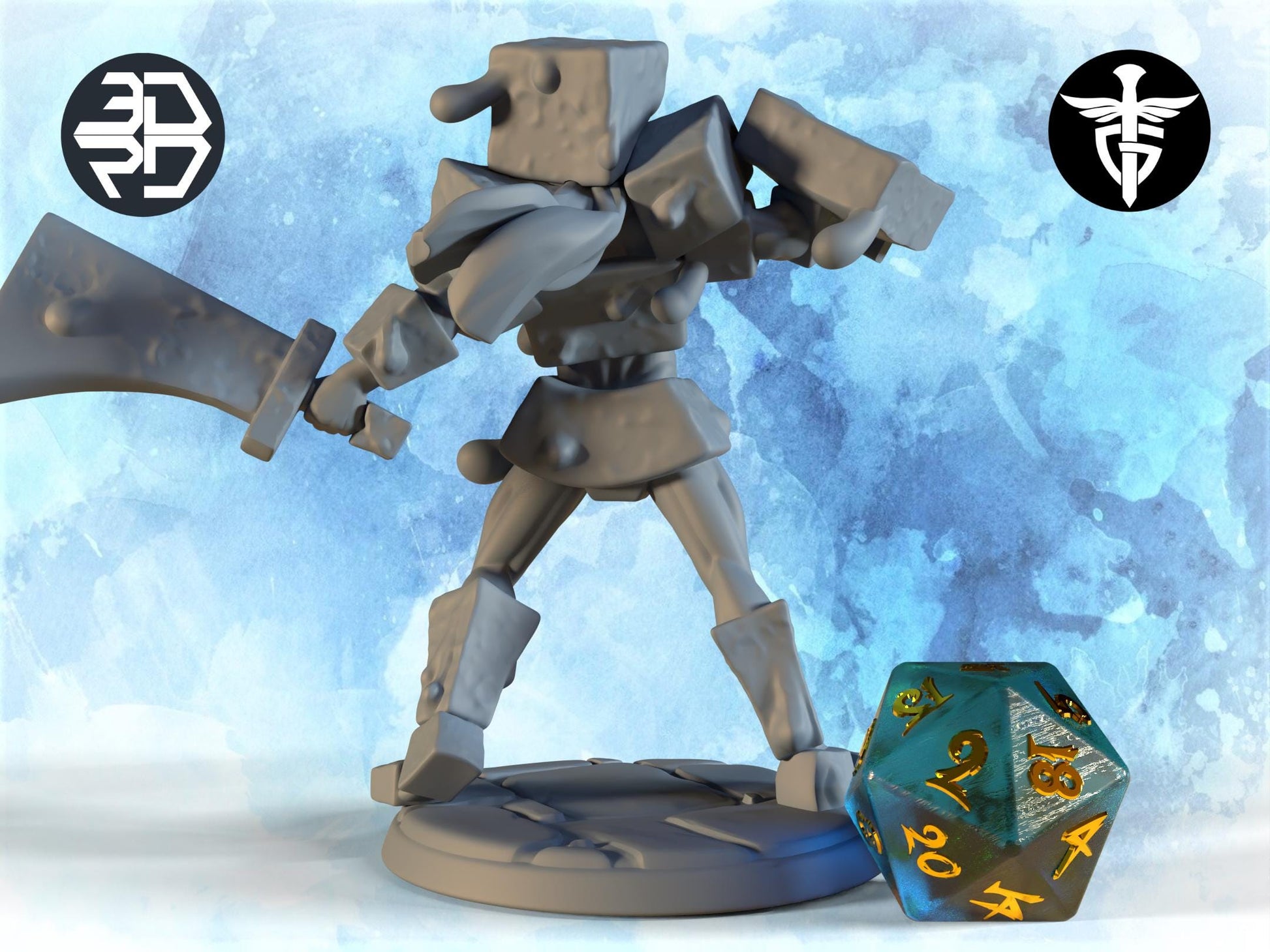 Gelatinous Cube Hunter Miniature | Twin Goddess Miniatures | Tabletop RPG Miniature | Roleplaying 3D Printed Fantasy Mini - 3DPrintDen
