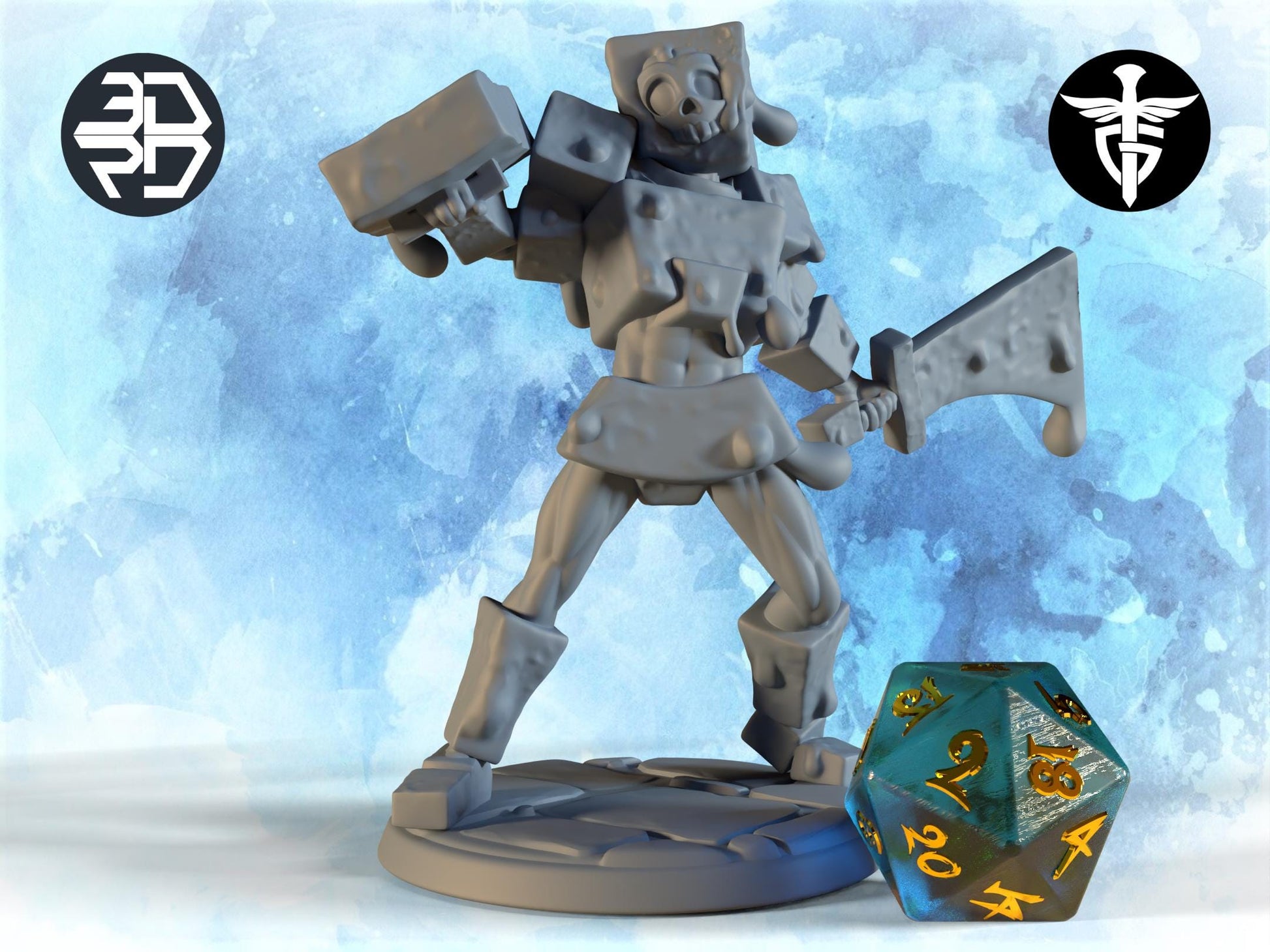 Gelatinous Cube Hunter Miniature | Twin Goddess Miniatures | Tabletop RPG Miniature | Roleplaying 3D Printed Fantasy Mini - 3DPrintDen