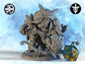 Owl Bear Hunter Miniature | Twin Goddess Miniatures | Tabletop RPG Miniature | Roleplaying 3D Printed Fantasy Mini - 3DPrintDen