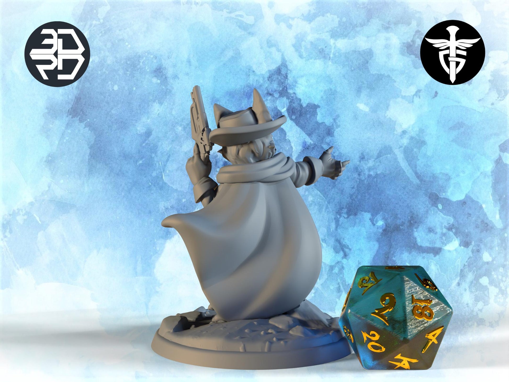 Foxgirl Deputy Miniature, Lucille | Twin Goddess Miniatures | Tabletop RPG Miniature | Roleplaying 3D Printed Fantasy Mini - 3DPrintDen