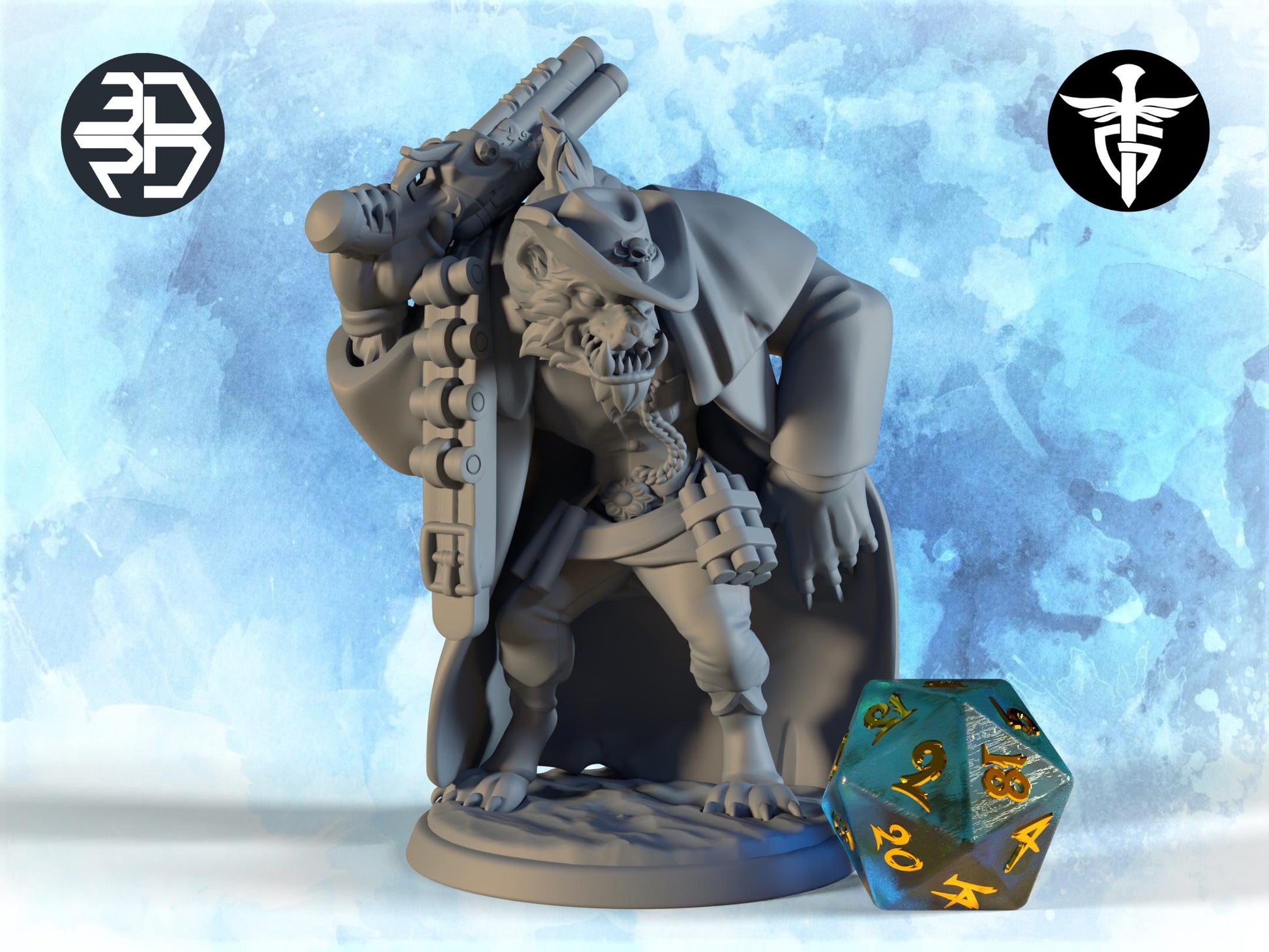 Gnoll Bandit Miniature, Escarn | Twin Goddess Miniatures | Tabletop RPG Miniature | Roleplaying 3D Printed Fantasy Mini - 3DPrintDen