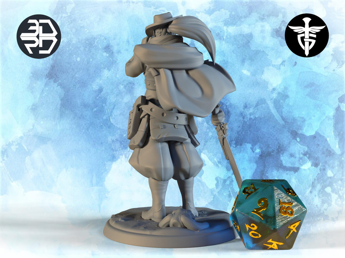 Cowboy Samurai Miniature | Twin Goddess Miniatures | Tabletop RPG Miniature | Roleplaying 3D Printed Fantasy Mini - 3DPrintDen