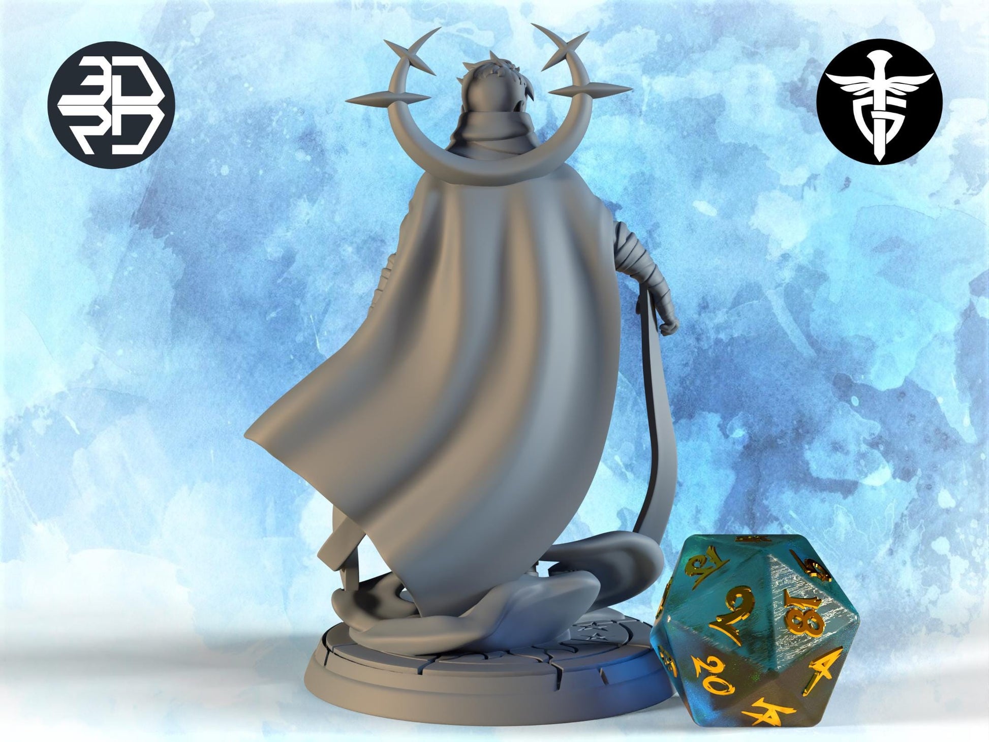 Moonlit Knight Miniature, Astrall | Twin Goddess Miniatures | Tabletop RPG Miniature | Roleplaying 3D Printed Fantasy Mini - 3DPrintDen