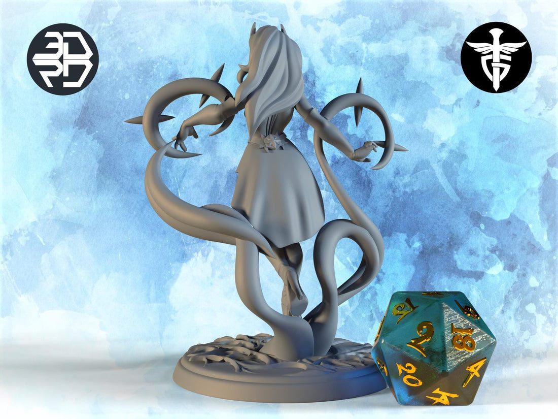 Sorceress Miniature, Azure Weave | Twin Goddess Miniatures | Tabletop RPG Miniature | Roleplaying 3D Printed Fantasy Mini - 3DPrintDen