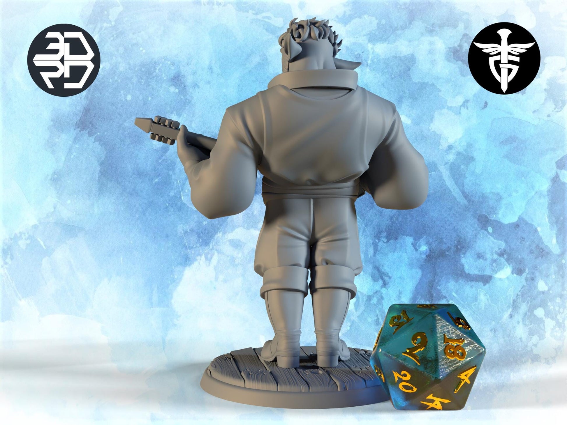 Firbolg Bard Miniature, Durn | Twin Goddess Miniatures | Tabletop RPG Miniature | Roleplaying 3D Printed Fantasy Mini - 3DPrintDen