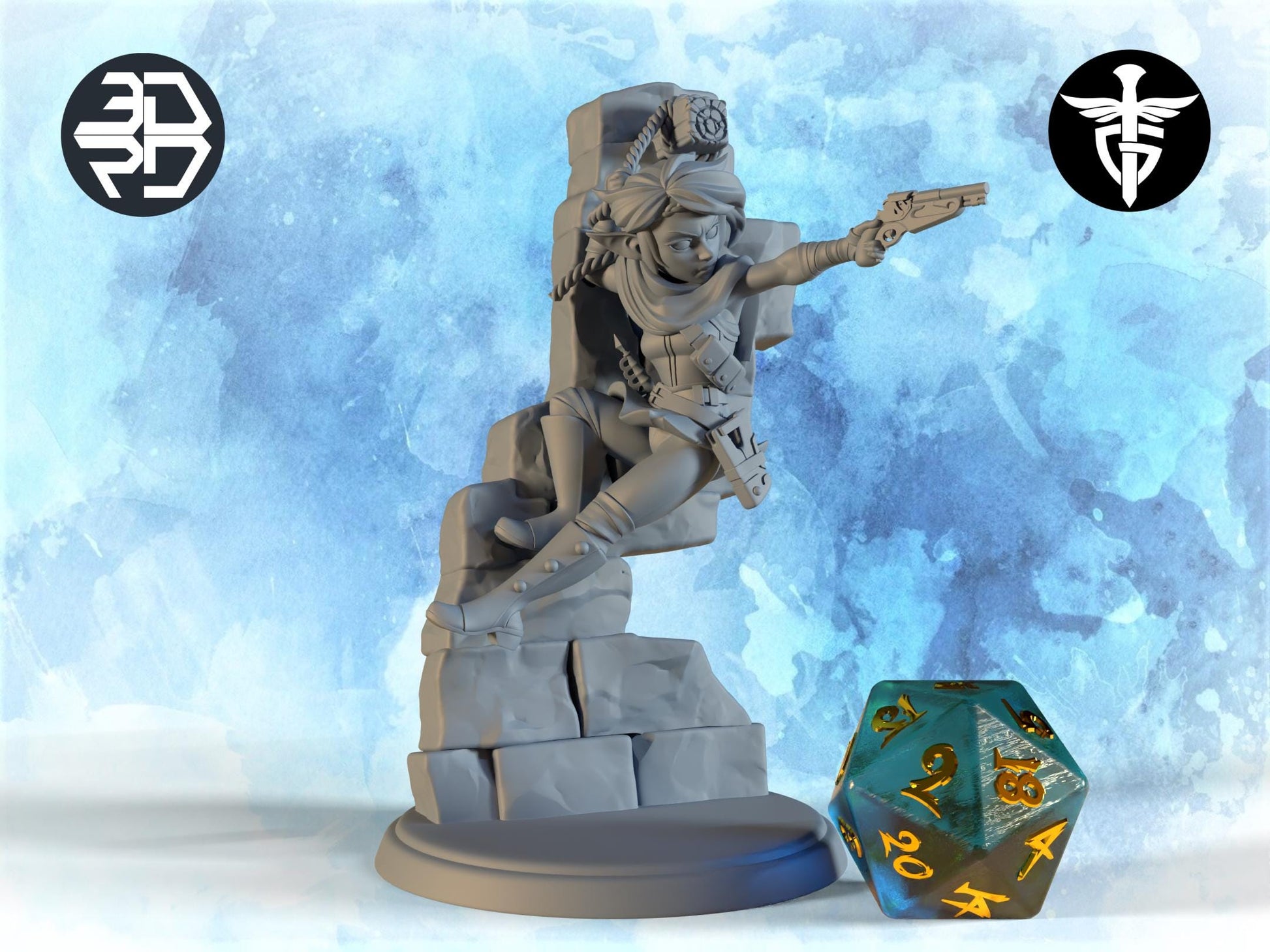 Female Elf Rogue Miniature, Kara | Twin Goddess Miniatures | Tabletop RPG Miniature | Roleplaying 3D Printed Fantasy Mini - 3DPrintDen