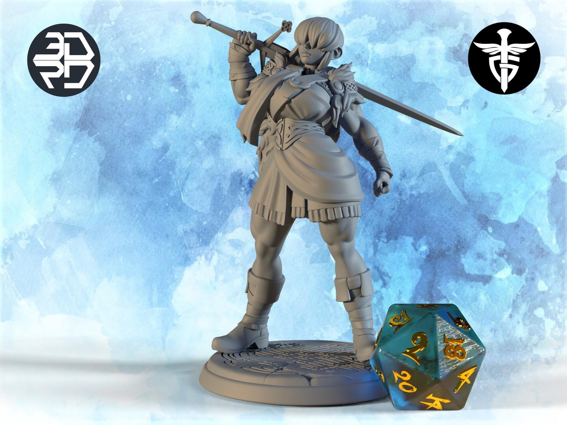 Female Minotaur Miniature, Maisie | Twin Goddess Miniatures | Tabletop RPG Miniature | Roleplaying 3D Printed Fantasy Mini - 3DPrintDen