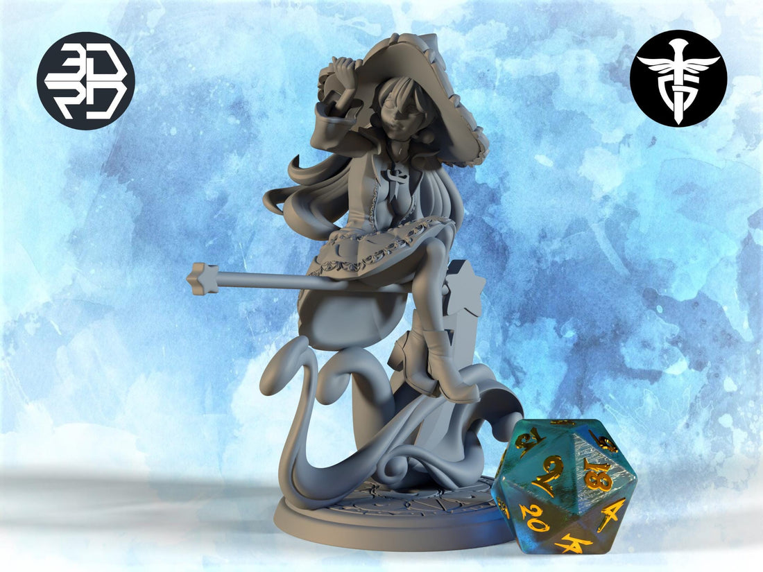 Witch Miniature, Sybil | Twin Goddess Miniatures | Tabletop RPG Miniature | Roleplaying 3D Printed Fantasy Mini - 3DPrintDen