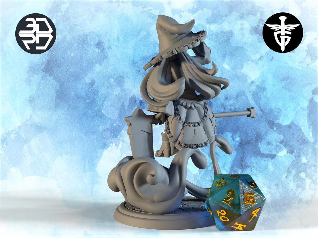 Witch Miniature, Sybil | Twin Goddess Miniatures | Tabletop RPG Miniature | Roleplaying 3D Printed Fantasy Mini - 3DPrintDen