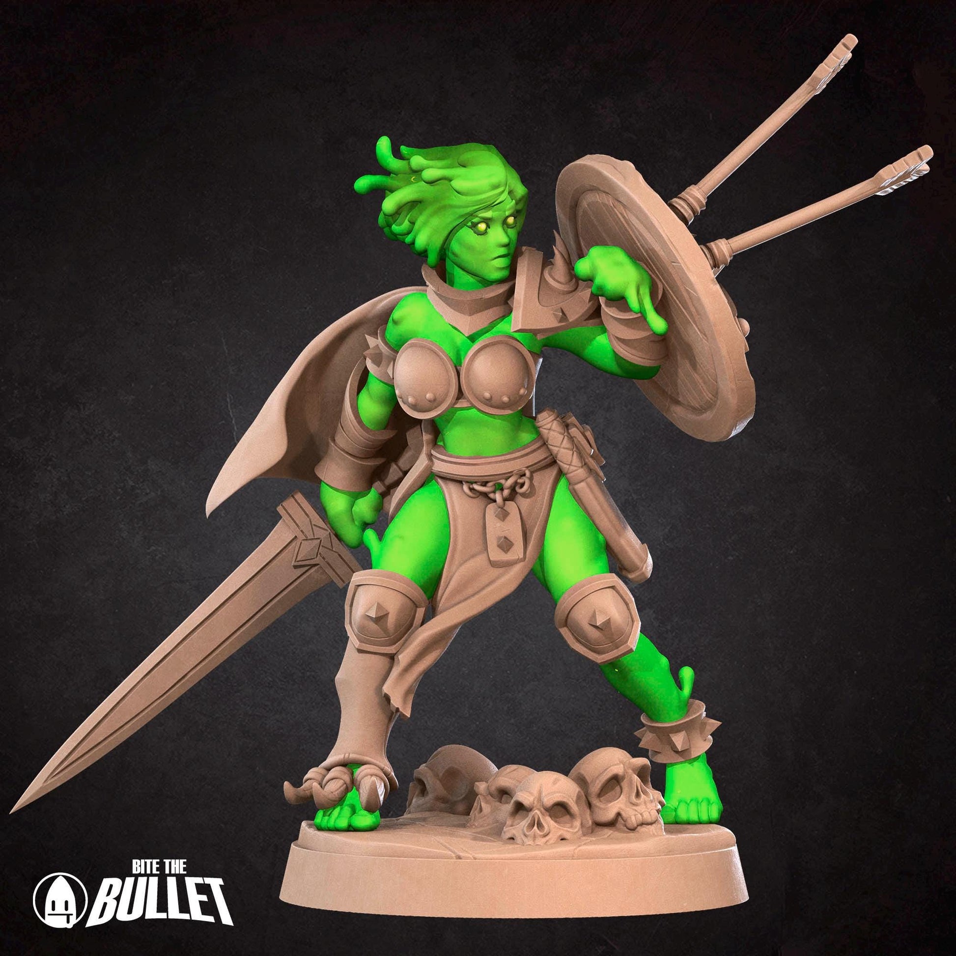 Female Plasmoid Warrior Miniature | Tabletop RPG Miniature | Bite the Bullet | Roleplaying 3D Printed Fantasy Mini - 3DPrintDen
