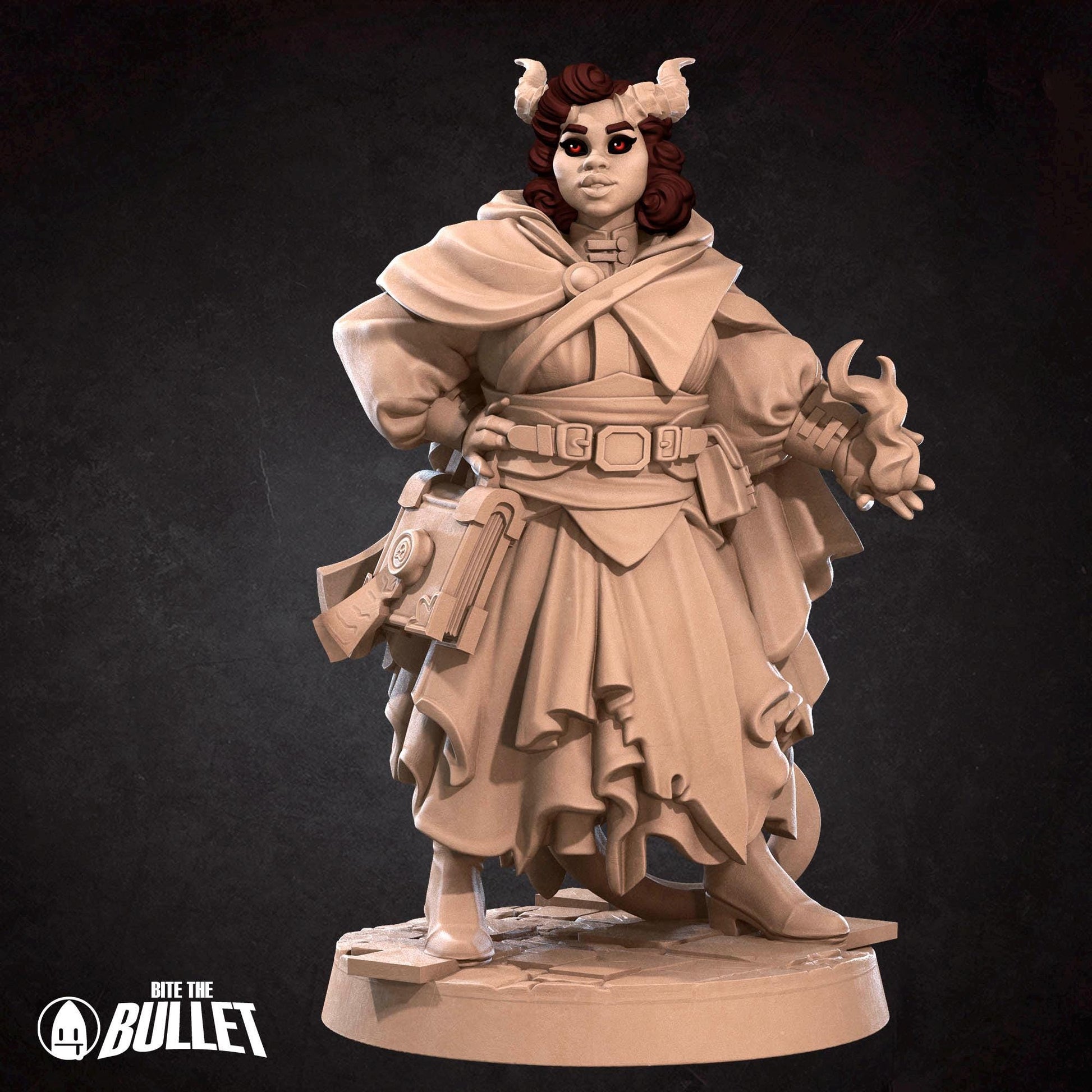Female Tiefling Cleric Miniature | Tabletop RPG Miniature | Bite the Bullet | Roleplaying 3D Printed Fantasy Mini - 3DPrintDen