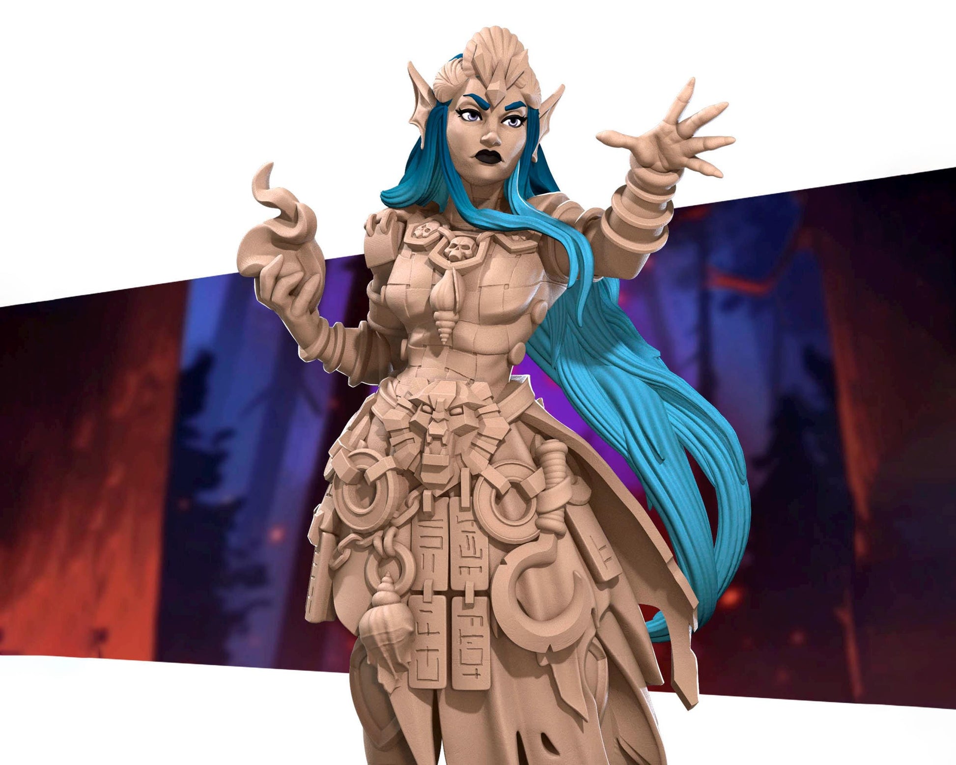 Female Triton Sorcerer Miniature | Tabletop RPG Miniature | Bite the Bullet | Roleplaying 3D Printed Fantasy Mini - 3DPrintDen