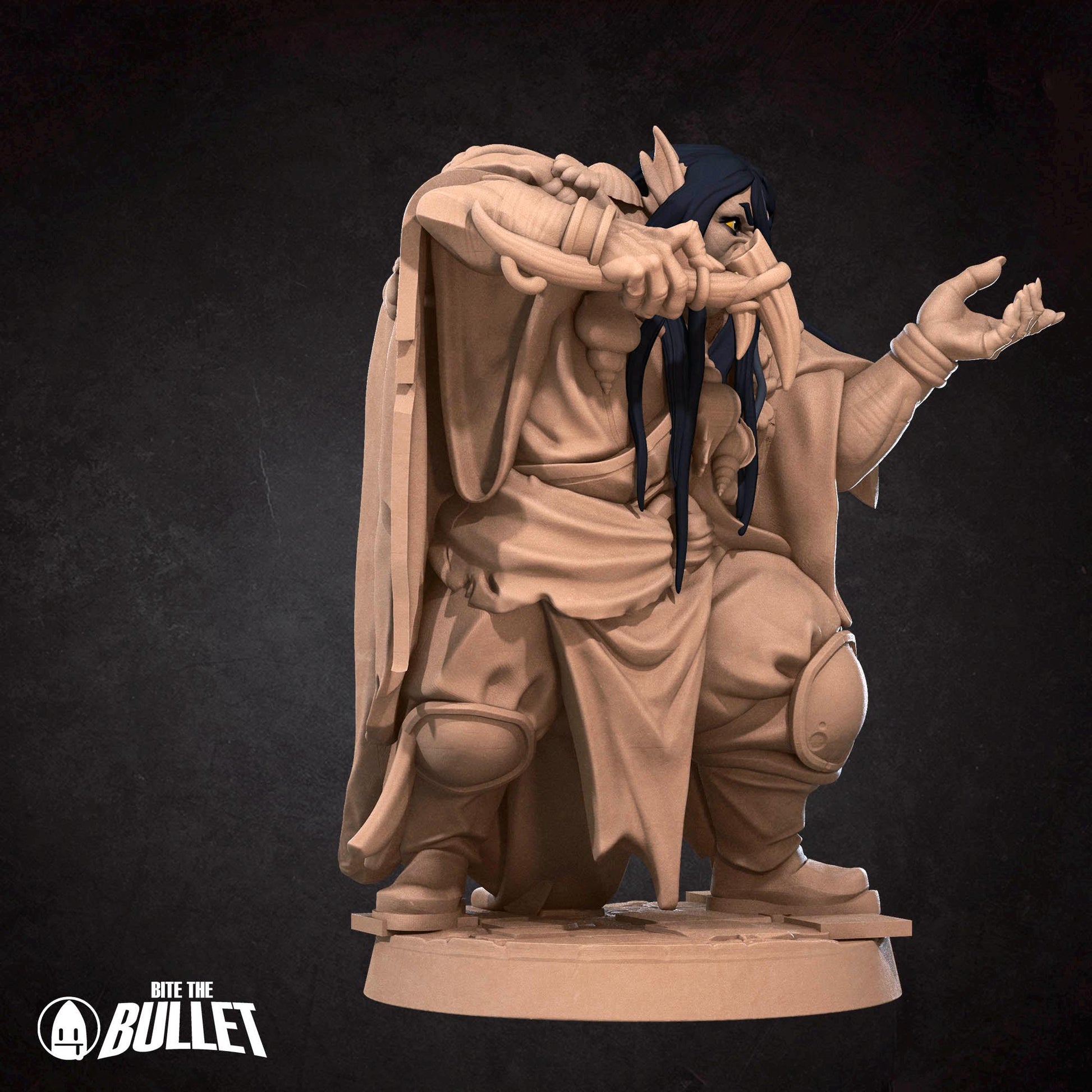 Triton Warlock Miniature | Tabletop RPG Miniature | Bite the Bullet | Roleplaying 3D Printed Fantasy Mini - 3DPrintDen
