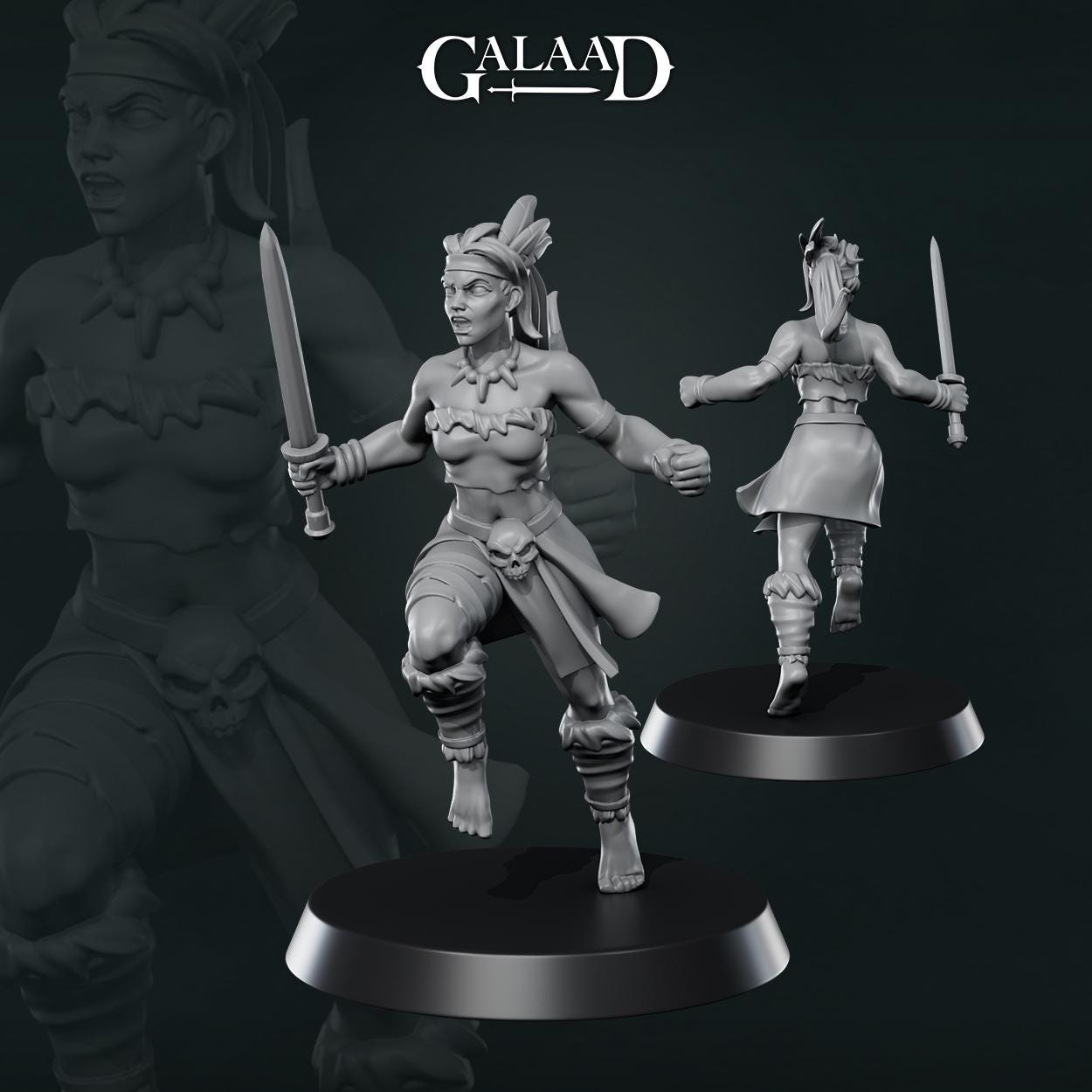 Amazon Miniature | Tabletop RPG Miniature | Galaad Miniatures | Roleplaying 3D Printed Fantasy Mini - 3DPrintDen