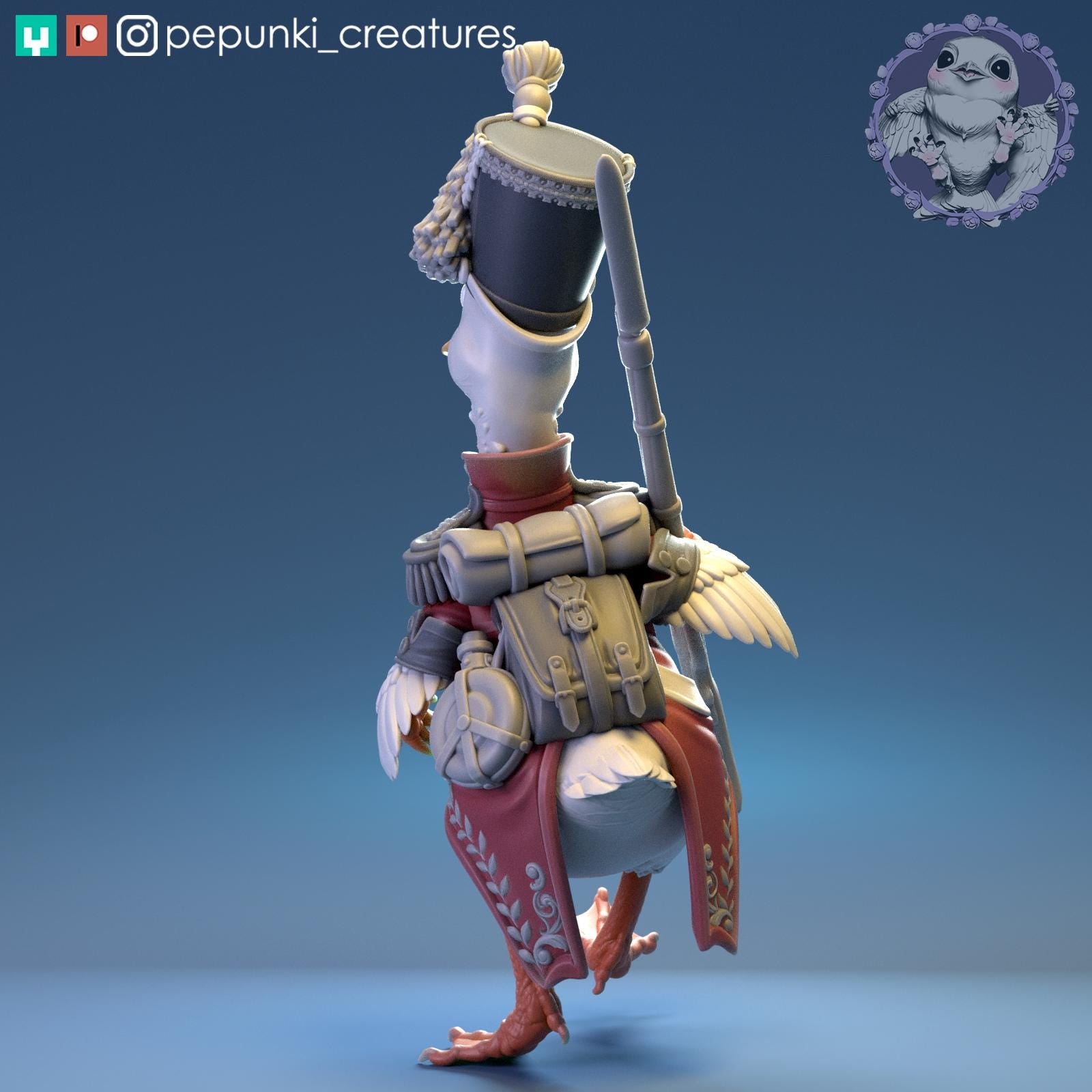 Duck Soldier Miniature | Tabletop RPG Miniature | Pepunki Creatures | Roleplaying 3D Printed Fantasy Mini - 3DPrintDen