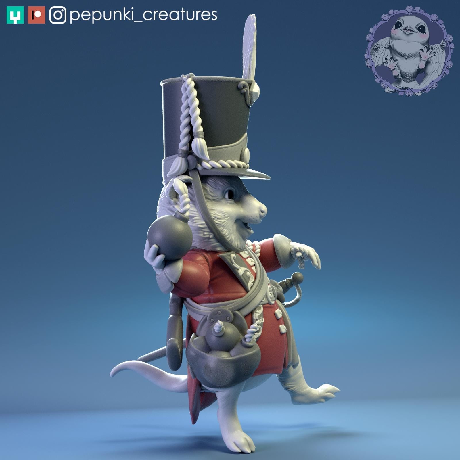 Quokka Soldier Miniature | Tabletop RPG Miniature | Pepunki Creatures | Roleplaying 3D Printed Fantasy Mini - 3DPrintDen