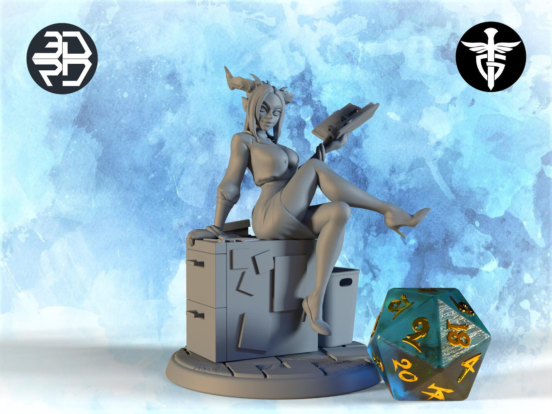 Female Succubus Teacher Miniature, Stacy | Twin Goddess Miniatures | Tabletop RPG Miniature | Roleplaying 3D Printed Fantasy Mini - 3DPrintDen