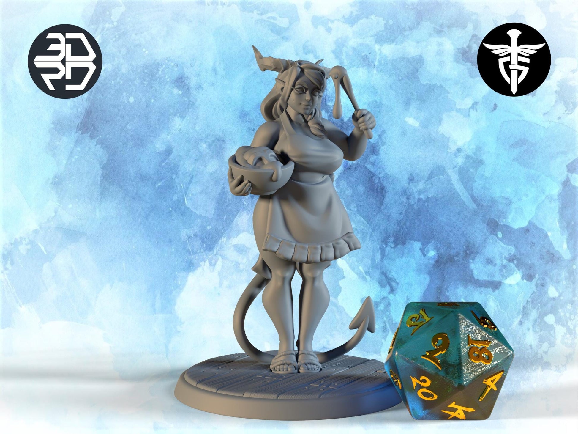 Succubus Mom Miniature | Twin Goddess Miniatures | Tabletop RPG Miniature | Roleplaying 3D Printed Fantasy Mini - 3DPrintDen