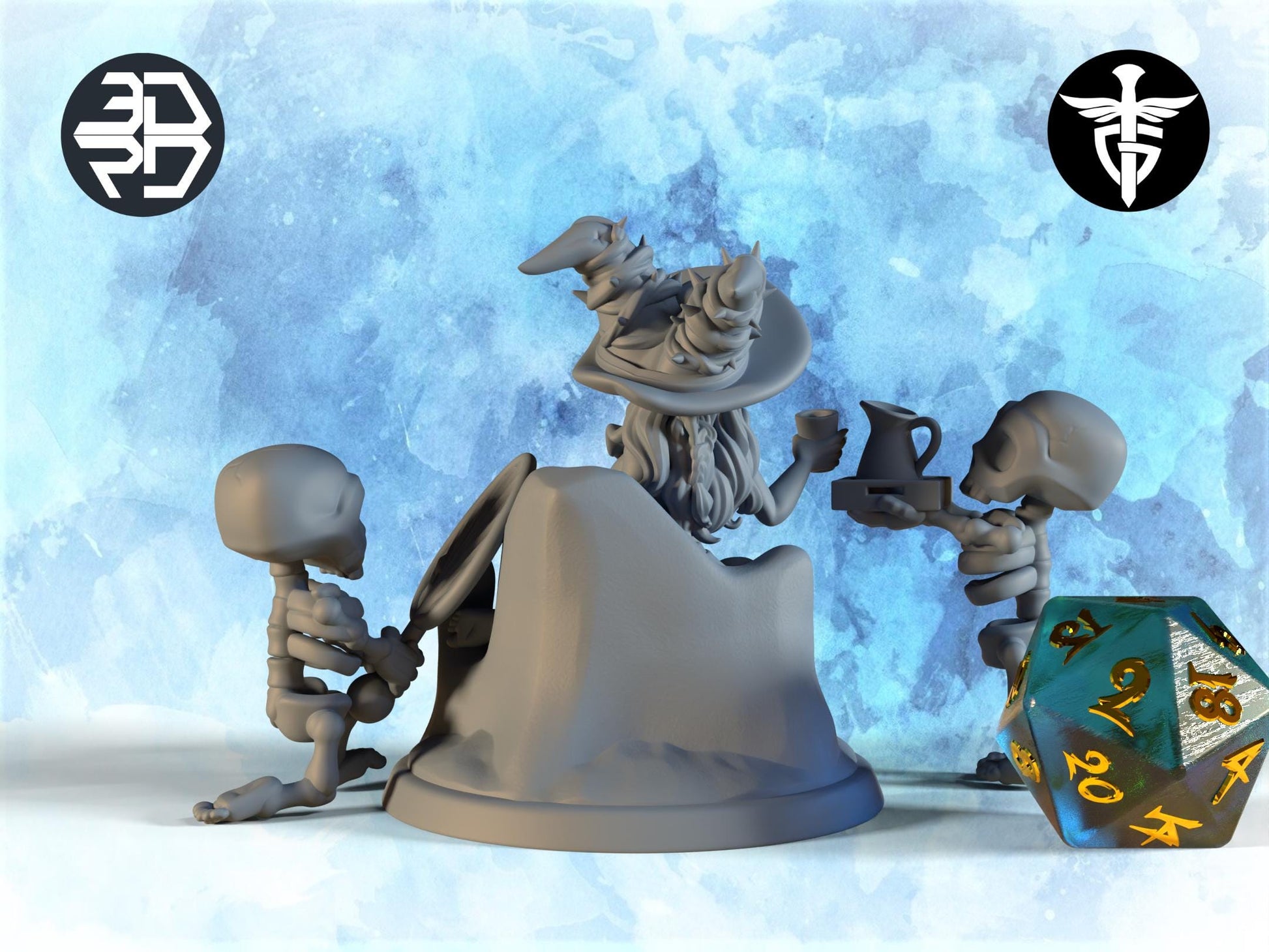 Necromancer Lounger Miniature | Twin Goddess Miniatures | Tabletop RPG Miniature | Roleplaying 3D Printed Fantasy Mini - 3DPrintDen