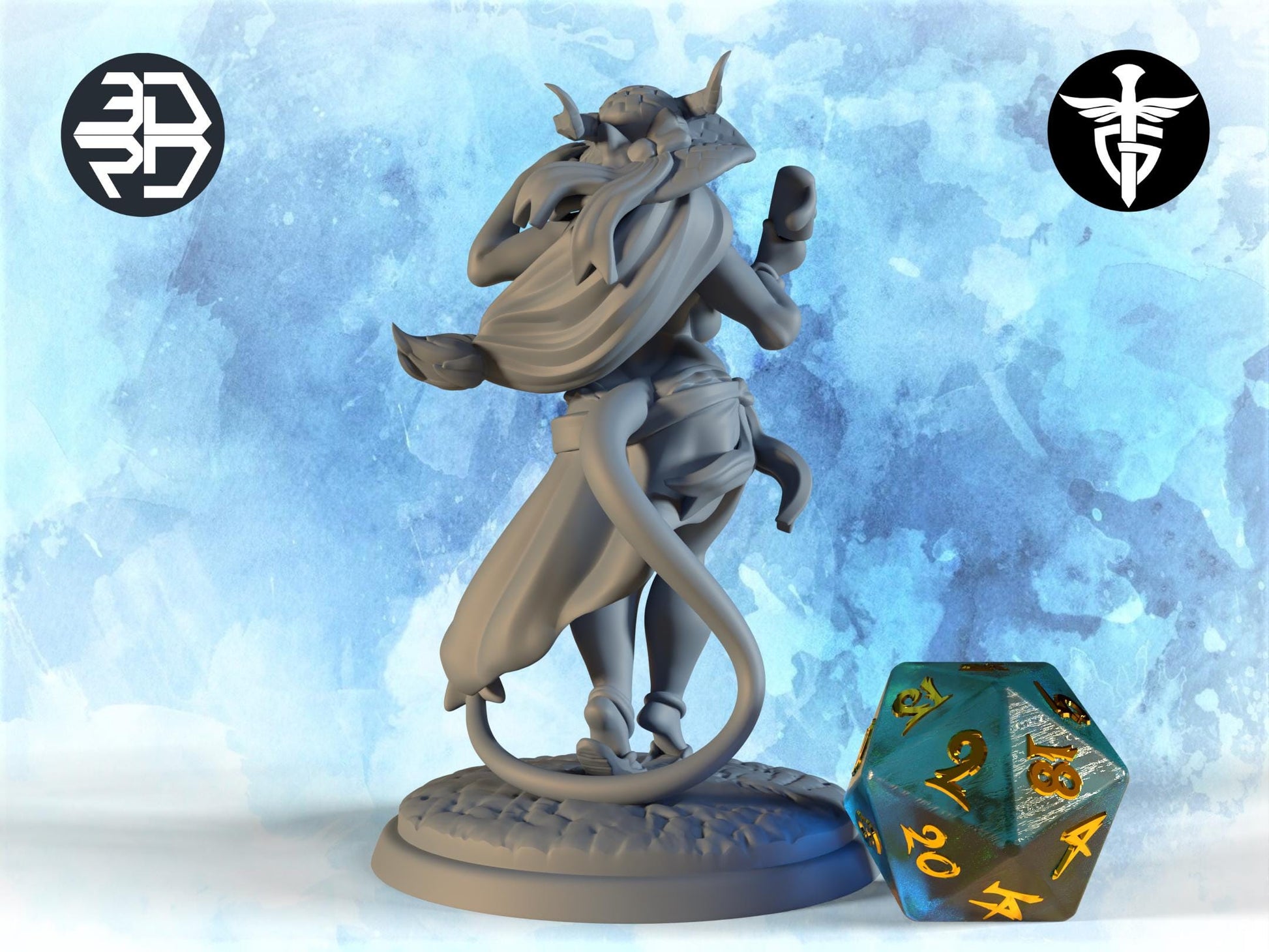 Succubus Beachgoer Miniature | Twin Goddess Miniatures | Tabletop RPG Miniature | Roleplaying 3D Printed Fantasy Mini - 3DPrintDen