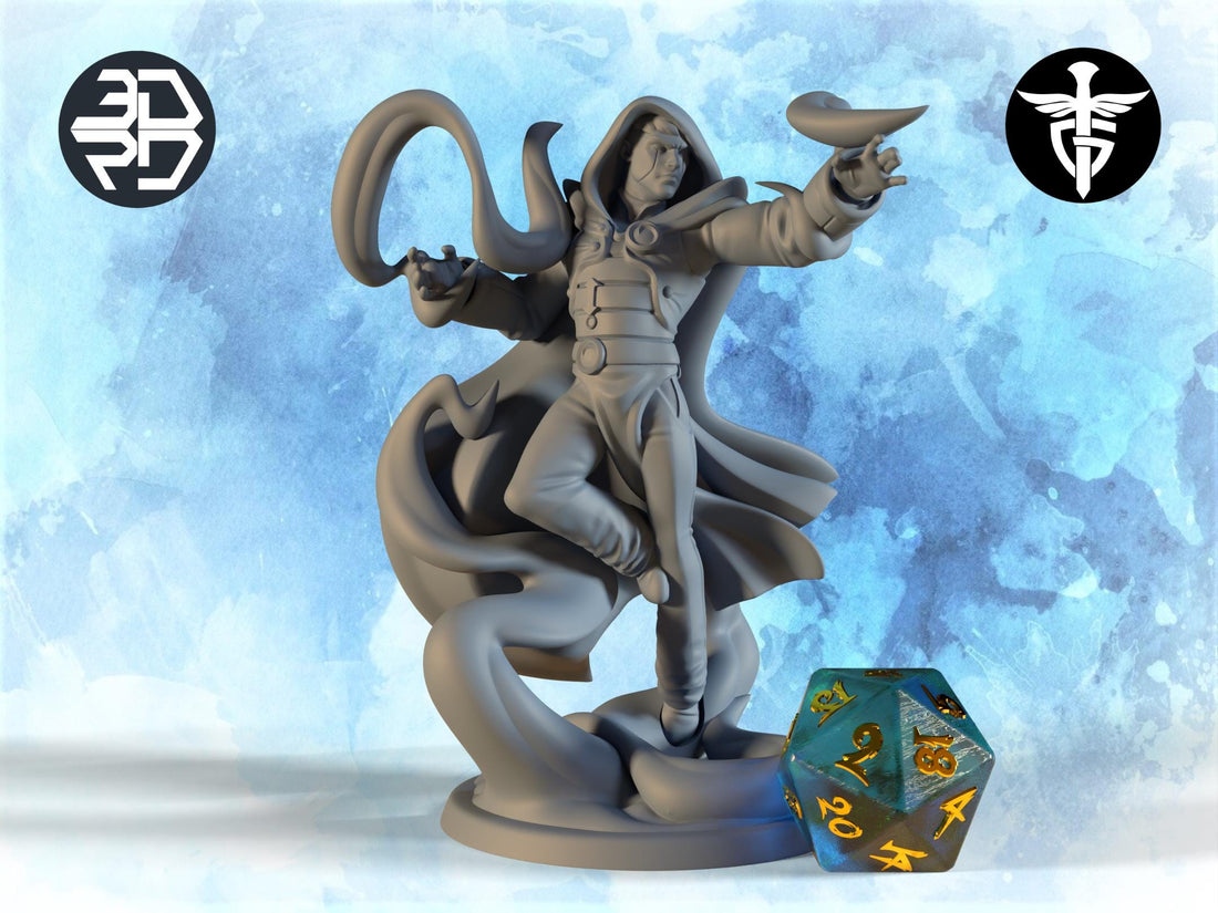 Wizard Miniature | Twin Goddess Miniatures | Tabletop RPG Miniature | Roleplaying 3D Printed Fantasy Mini - 3DPrintDen