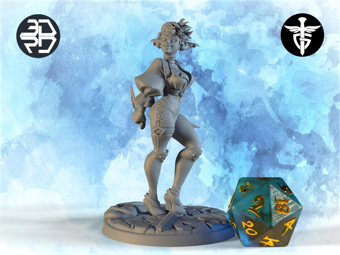 Female Elf Rogue Miniature, Knotta | Twin Goddess Miniatures | Tabletop RPG Miniature | Roleplaying 3D Printed Fantasy Mini - 3DPrintDen