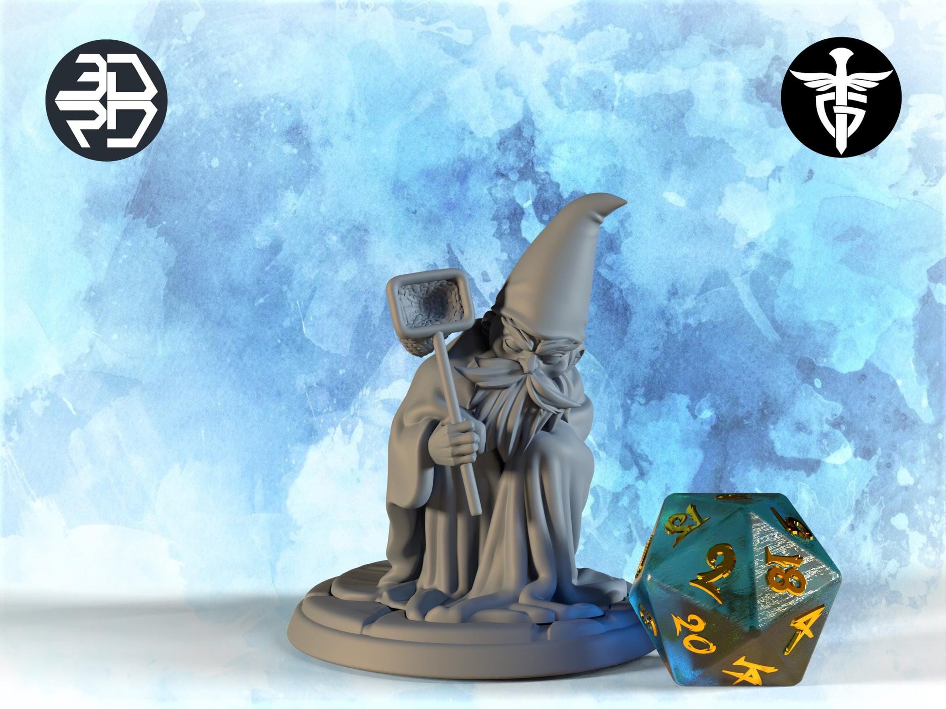 Tiny Mall Wizard Miniature | Twin Goddess Miniatures | Tabletop RPG Miniature | Roleplaying 3D Printed Fantasy Mini - 3DPrintDen