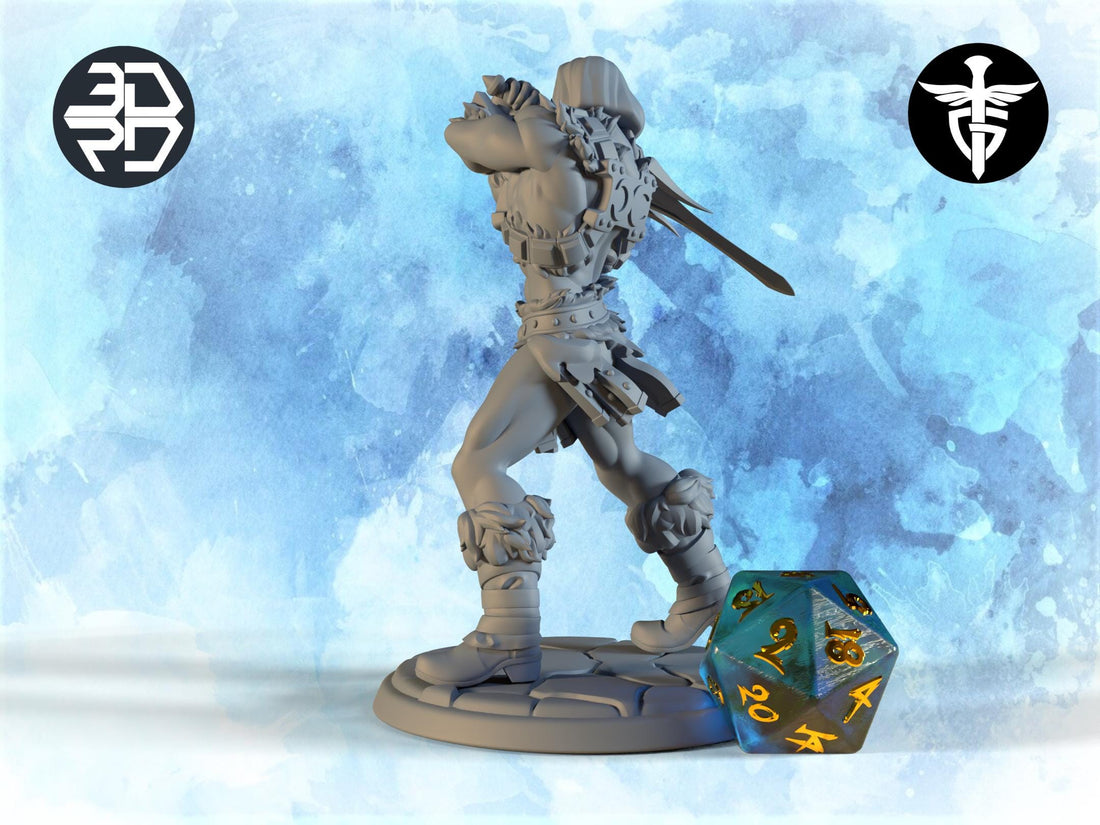 Barbarian Miniature, Himbro | Twin Goddess Miniatures | Tabletop RPG Miniature | Roleplaying 3D Printed Fantasy Mini - 3DPrintDen