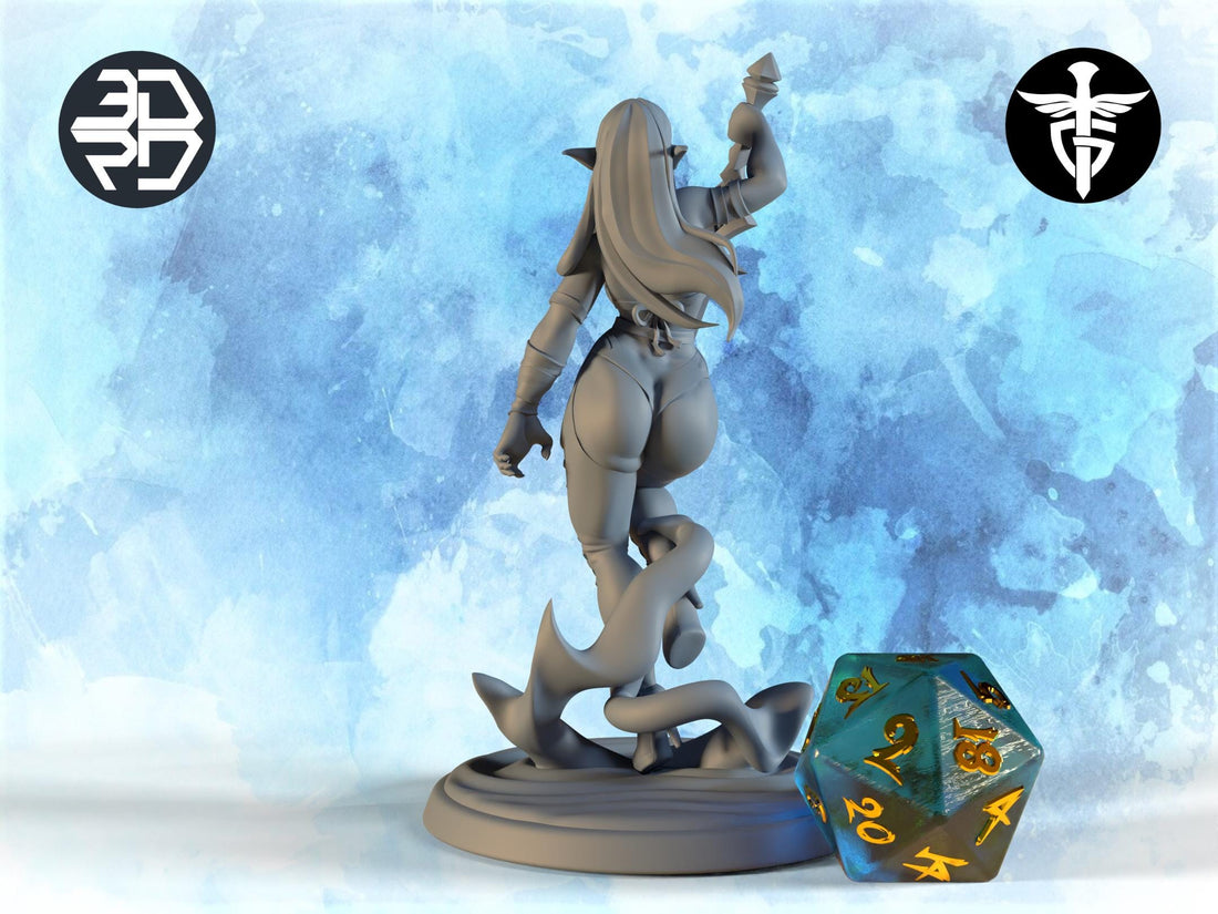 Female Drow Succubus Miniature, Nadya | Twin Goddess Miniatures | Tabletop RPG Miniature | Roleplaying 3D Printed Fantasy Mini - 3DPrintDen