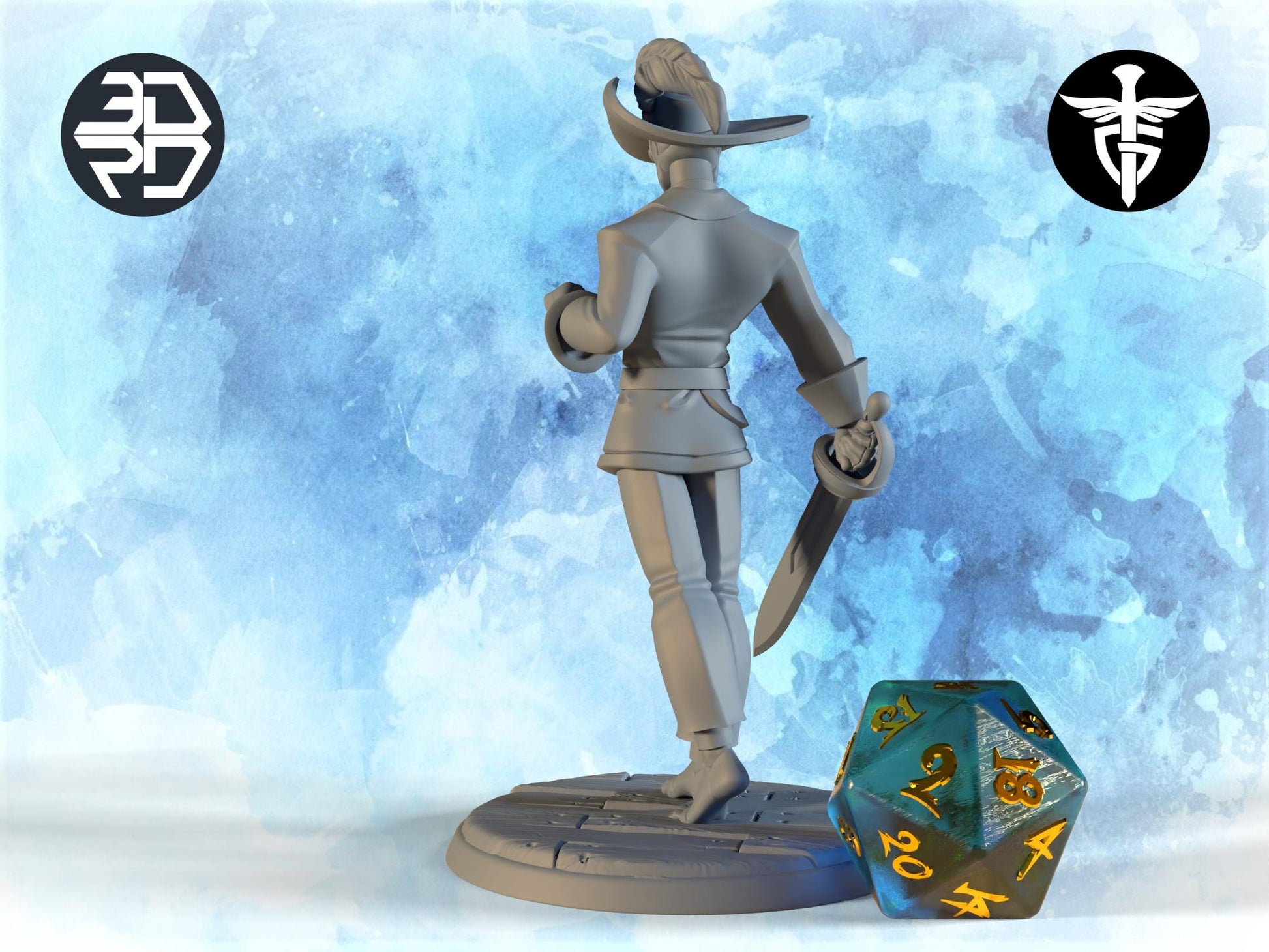 Warforged Swashbuckler Miniature | Twin Goddess Miniatures | Tabletop RPG Miniature | Roleplaying 3D Printed Fantasy Mini - 3DPrintDen