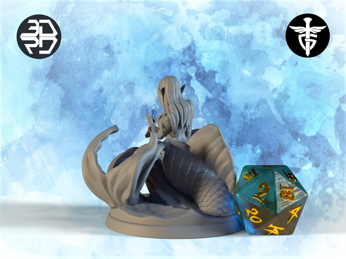 Siren Miniature | Twin Goddess Miniatures | Tabletop RPG Miniature | Roleplaying 3D Printed Fantasy Mini - 3DPrintDen