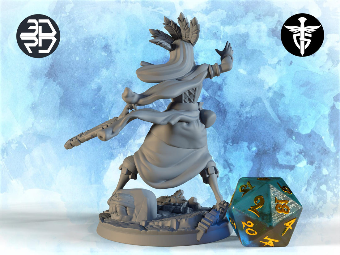 Female Wizard Miniature | Twin Goddess Miniatures | Tabletop RPG Miniature | Roleplaying 3D Printed Fantasy Mini - 3DPrintDen