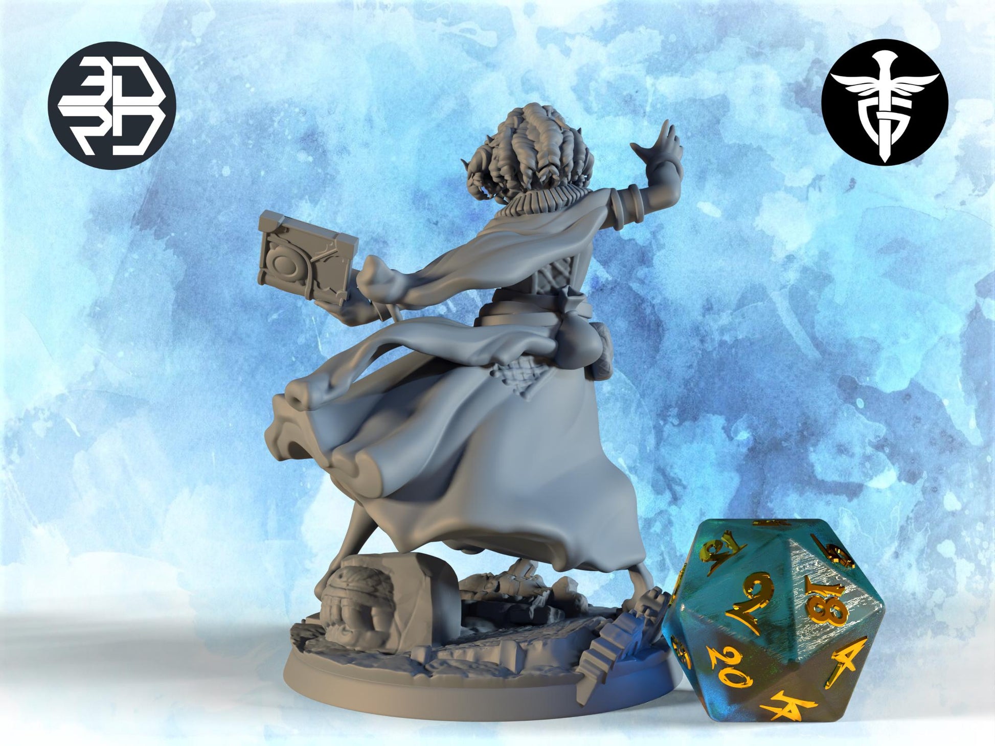 Female Wizard Miniature | Twin Goddess Miniatures | Tabletop RPG Miniature | Roleplaying 3D Printed Fantasy Mini - 3DPrintDen