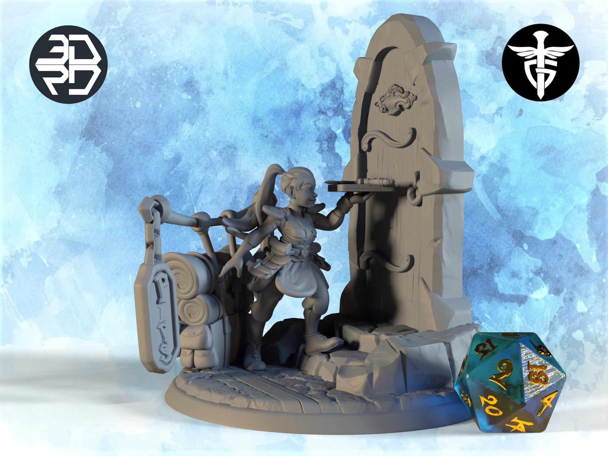 Female Halfling Merchant Miniature, Pip | Twin Goddess Miniatures | Tabletop RPG Miniature | Roleplaying 3D Printed Fantasy Mini - 3DPrintDen