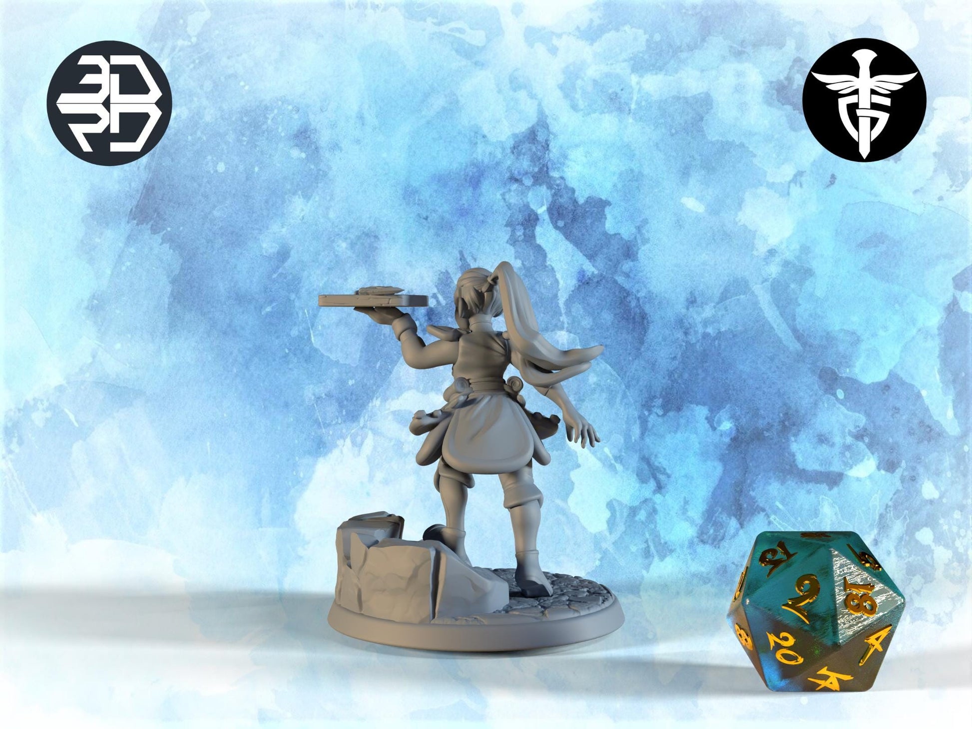 Female Halfling Merchant Miniature, Pip | Twin Goddess Miniatures | Tabletop RPG Miniature | Roleplaying 3D Printed Fantasy Mini - 3DPrintDen
