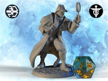 Orc Investigator Miniature, Sharlorc | Twin Goddess Miniatures | Tabletop RPG Miniature | Roleplaying 3D Printed Fantasy Mini - 3DPrintDen