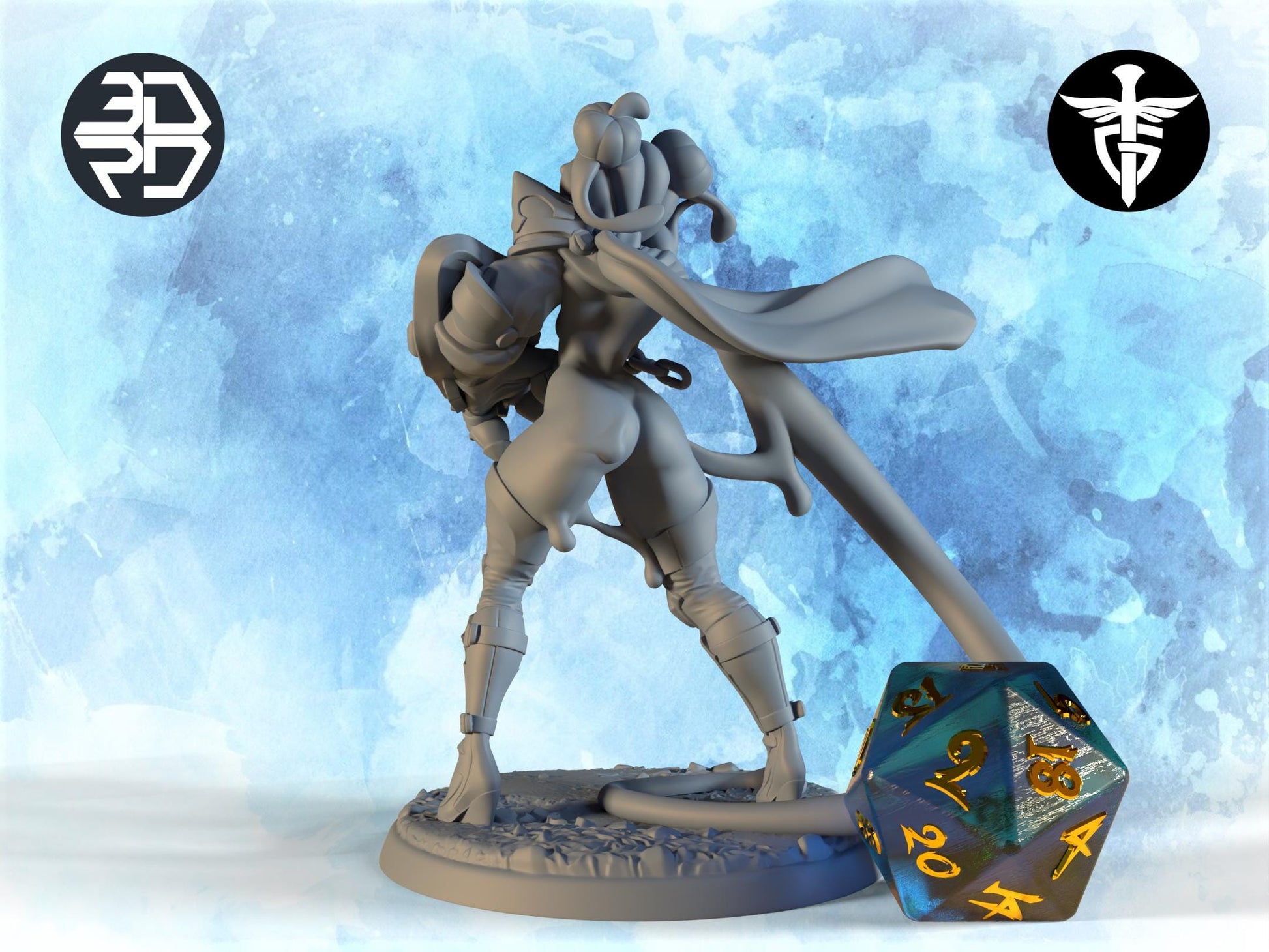 Slime Girl Fighter Miniature | Twin Goddess Miniatures | Tabletop RPG Miniature | Roleplaying 3D Printed Fantasy Mini - 3DPrintDen