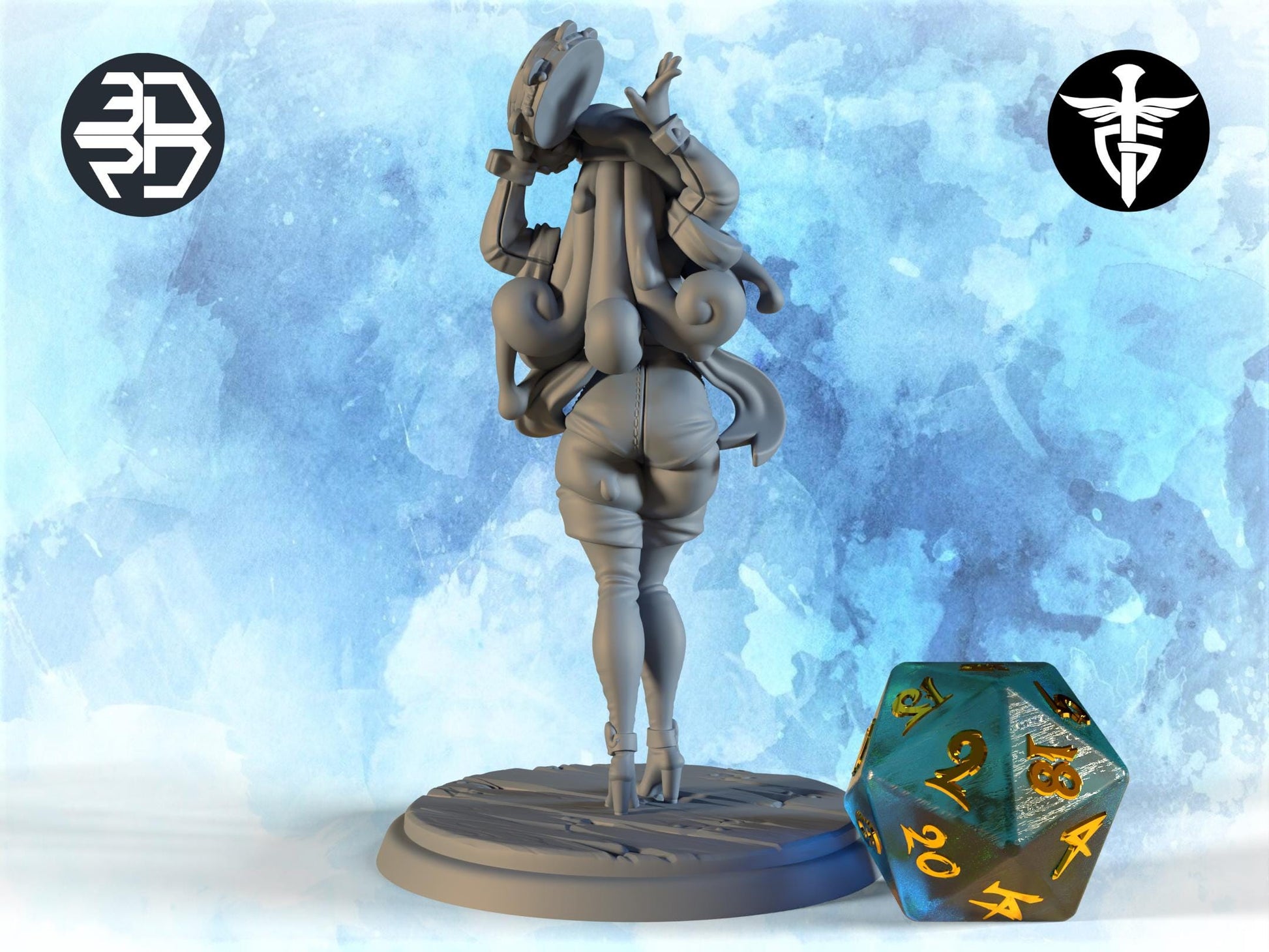 Plasmoid Bard Miniature | Twin Goddess Miniatures | Tabletop RPG Miniature | Roleplaying 3D Printed Fantasy Mini - 3DPrintDen